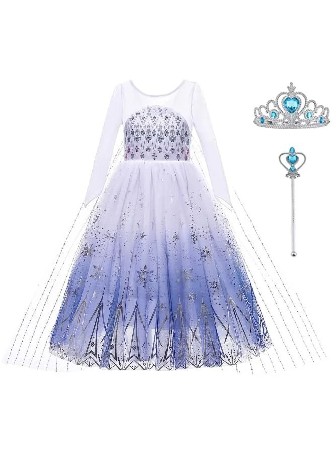 GGEROU Princess Costume Dress for Girls Elegant Birthday Party Outfit (Blue, 120 cm) 2qhek
