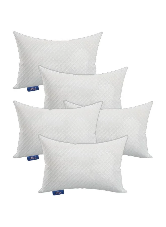 Neyam Embroidered Cotton Pillow Set (5 Pieces, White) 0p30d