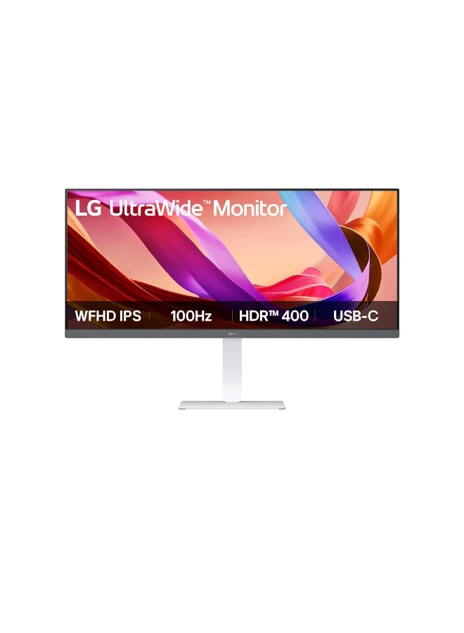 Ultra-HD 34-inch UltraWide WFHD Monitor 100Hz 1ms HDR 400 Borderless Display with USB Type-C and Built-in Speakers (White, 34-inch) 7veo8