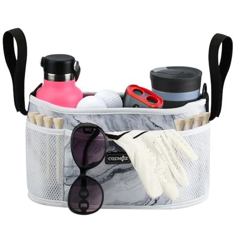 Cosmos Golf Push Cart Organizer Bag Universal Storage Pouch with Drink Holders and Zipped Pockets (Adjustable, One Size) dt43x