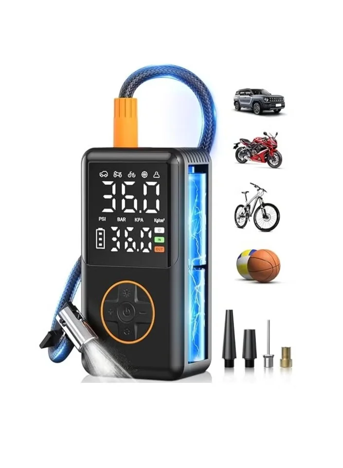 SUPER 5 Portable Tire Inflator Air Compressor (150 PSI, Cordless) for Auto, Motorcycle, Bicycle, and Sports Balls v8mys