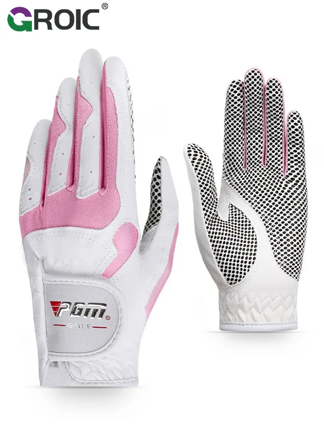 GROIC Women's Golf Glove (Left Hand) Premium Microfiber Breathable Anti-Slip Grip (1 Pair) 8hxe0