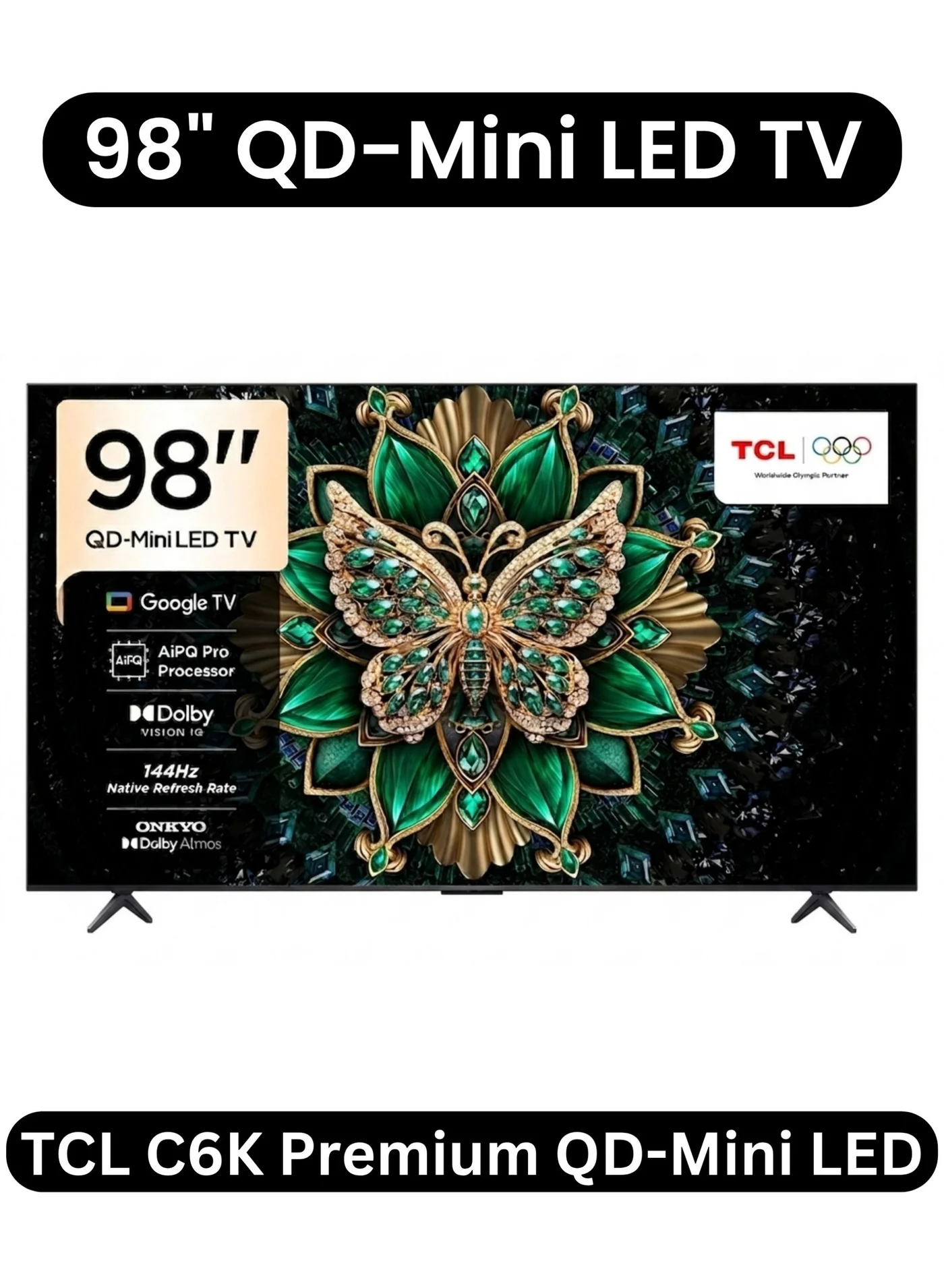 TCL 98-inch QD-Mini LED Smart TV Premium 4K Ultra Slim Display with 144Hz Refresh Rate (Black, 98-inch) x59ru