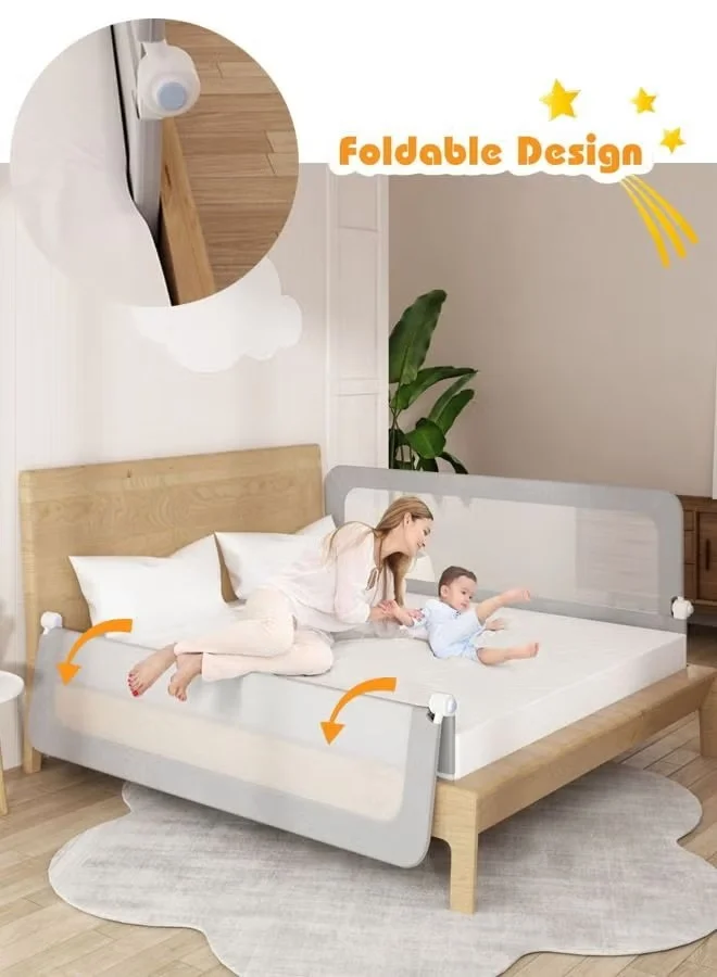 WALALLA Extra Tall Toddler Bed Rail Guard, Swing Down Safety Barrier for Twin, Double, Full, Queen and King Mattresses (150 cm) mix1z