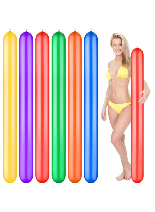 Junkin Inflatable Pool Noodles Set (6 Pieces, 150 cm) Colorful PVC Floating Sticks for Swimming Pool Beach and Water Games for Adults and Kids 3c9yq