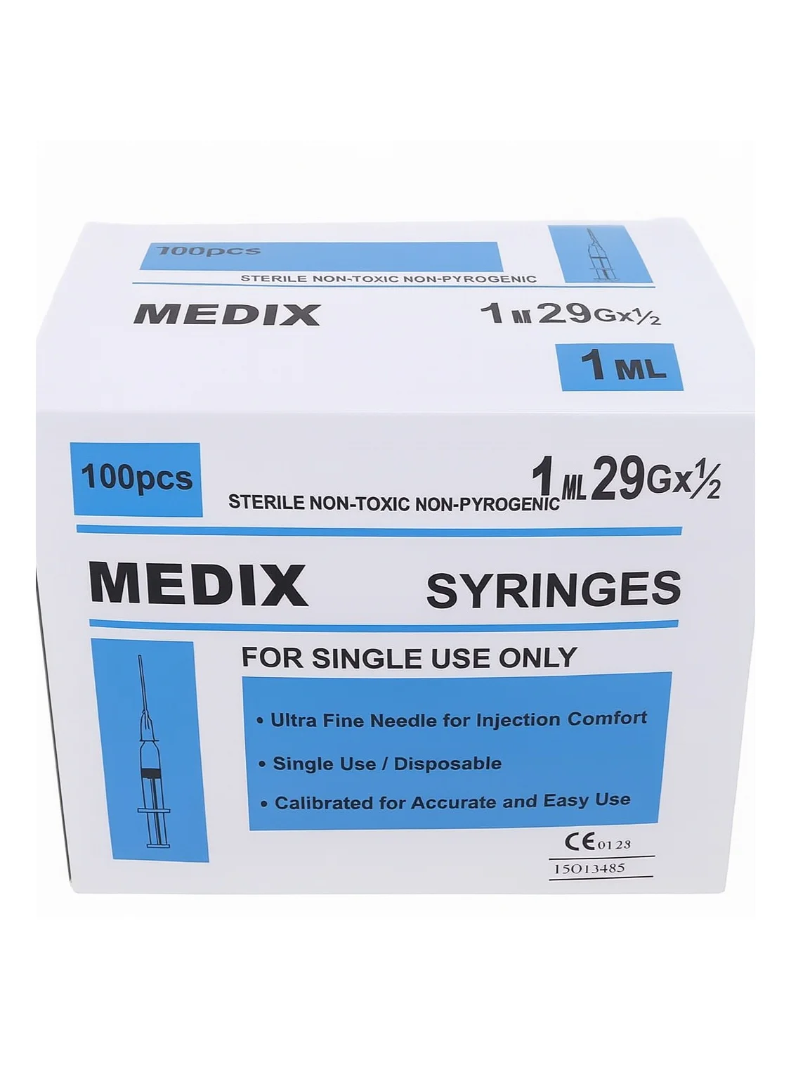 Medix Sterile Disposable Syringes (1 mL, 29G x 1/2 Inch, 100 Pieces) Premium Single-Use Premium Precision Tool 2bdhl