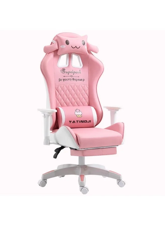 Huitich Ergonomic Gaming Chair with Footrest and Lumbar Support (Pink, Adult) 323ro