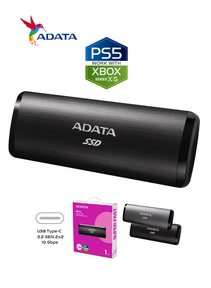 ADATA SE760 External SSD 1TB High-Speed Portable Solid State Drive USB Type-C 3.2 Gen 2 (Black) r78zi