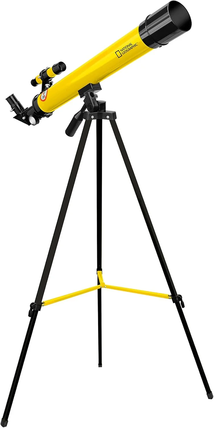 Premium Refractor Telescope 50/600 Optical Lens High-Definition Astronomy Set for Kids and Beginners (Yellow, 600mm Focal Length) 1gwx3