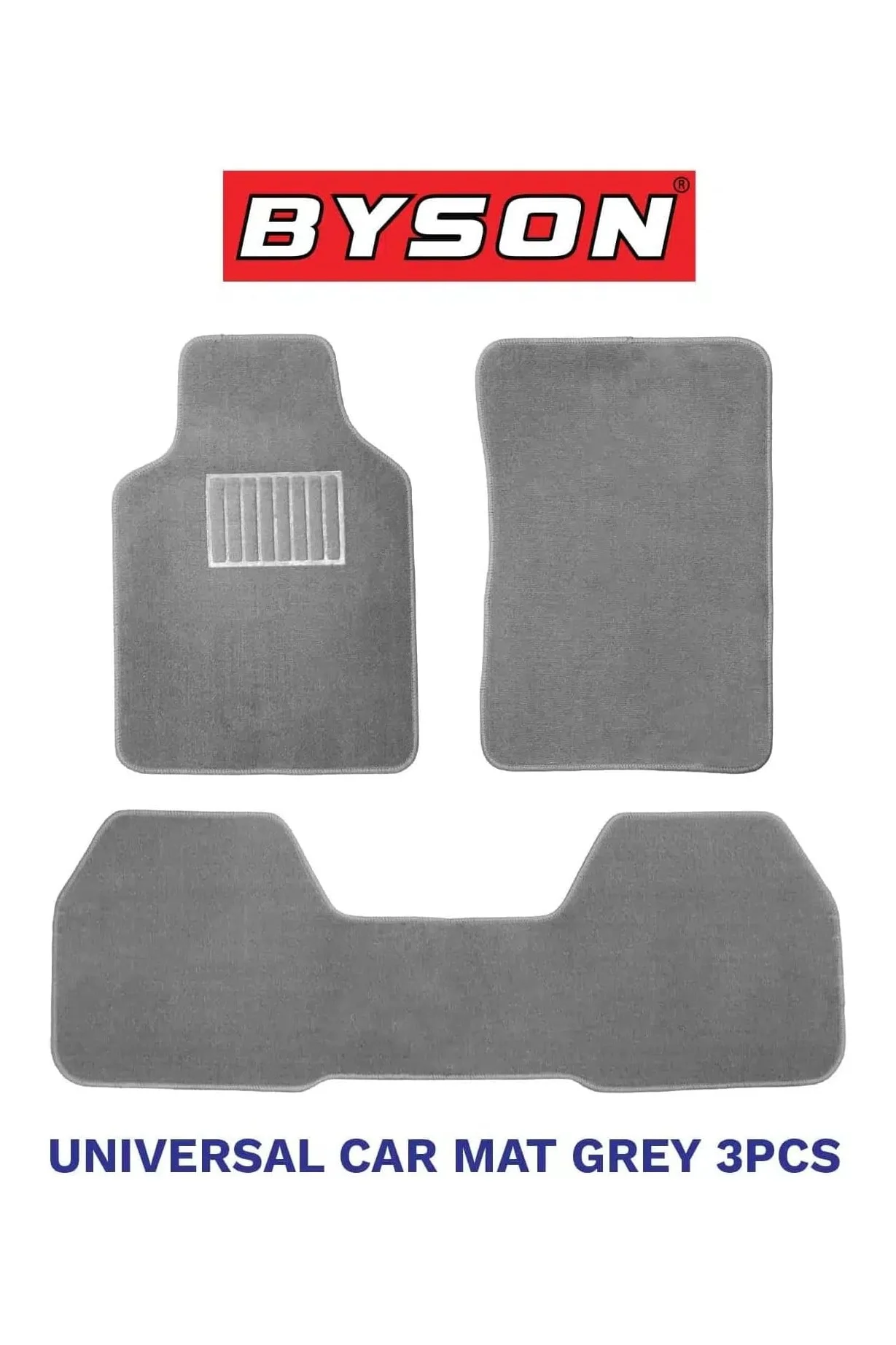 BYSON Universal Car Floor Mats 3-Piece Set Heavy Duty Waterproof Interior Carpet Protector for Sedan and SUV (Grey) hl2ff