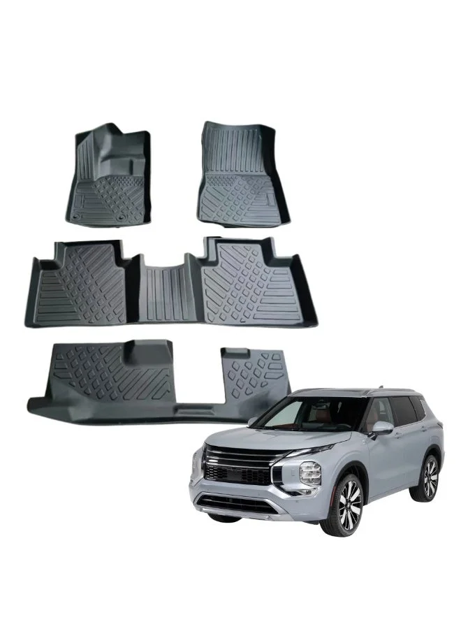MOTOR FIT Custom Fit Floor Mats for Mitsubishi Outlander 2023¨C2026 All-Weather TPE Liners (Black, Full Set) awuti