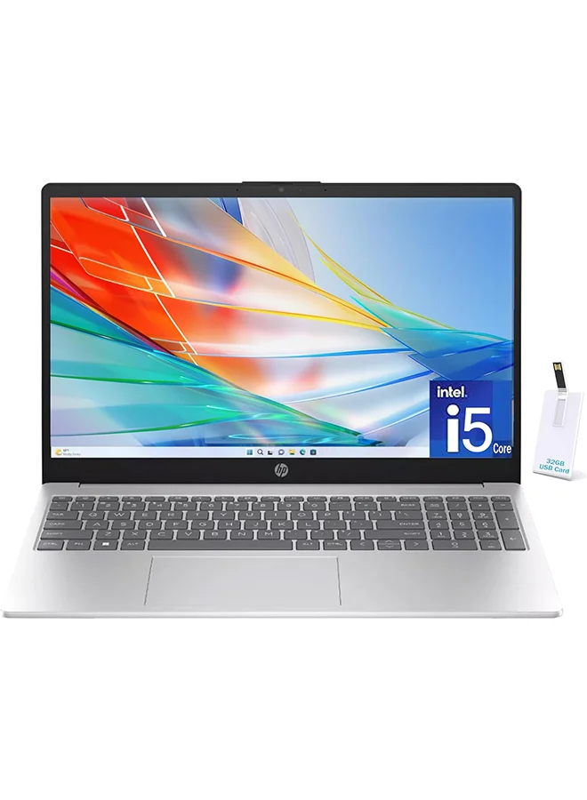 Premium 15.6-Inch Laptop, Intel Core i5 Processor, 16GB RAM, 512GB SSD, Windows 11 Home, English Keyboard (Silver, 15.6-Inch) jx1jn