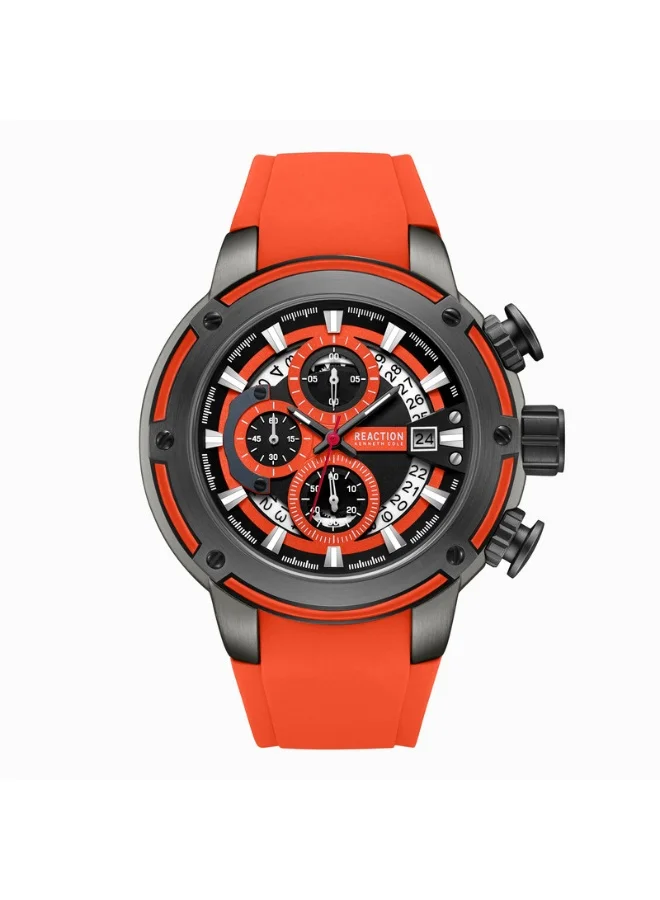 Kenneth Cole Reaction Chronograph Watch with Orange Dial and Silicone Strap (56.2mm) v8c1h