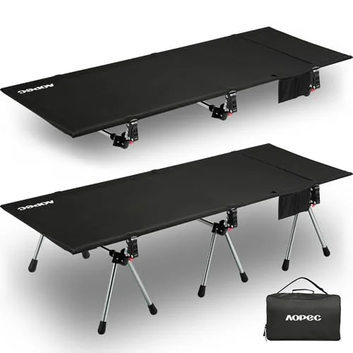 AOPEC Heavy Duty Camping Cot Portable Folding Bed with Adjustable Height and Aluminum Frame (190 cm x 65 cm) 21im9