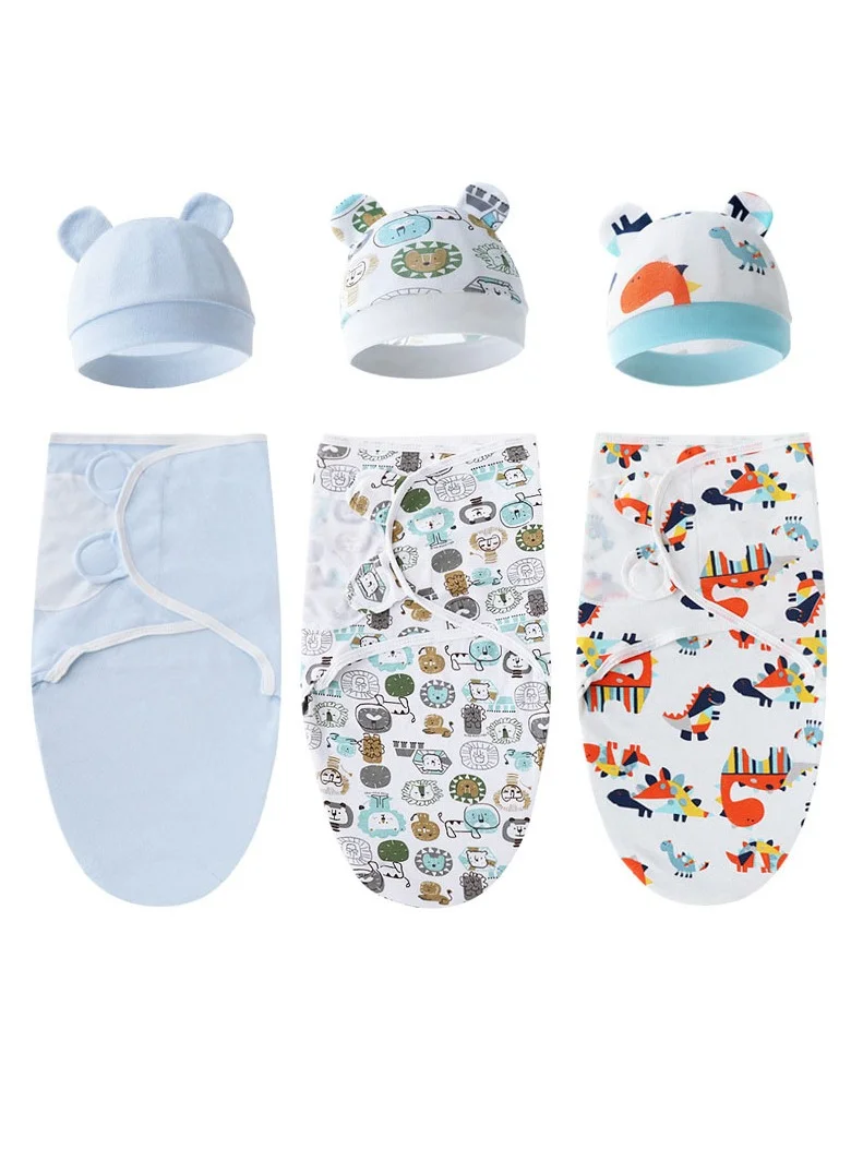 Dominy Baby Swaddle Blankets Cotton Adjustable Sleep Sack for Newborns (3-Pack, 73x50cm) z2vcq
