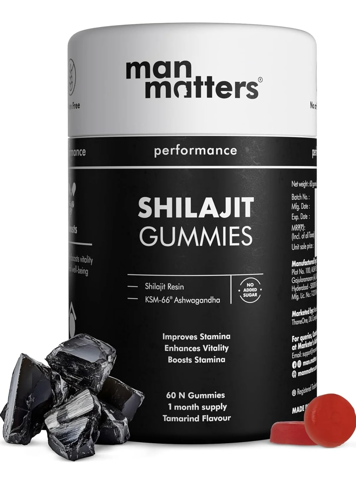 Man Matters Himalayan Shilajit Gummies Premium Ayurvedic Supplement for Energy and Vitality (60 Gummies) lu0ht