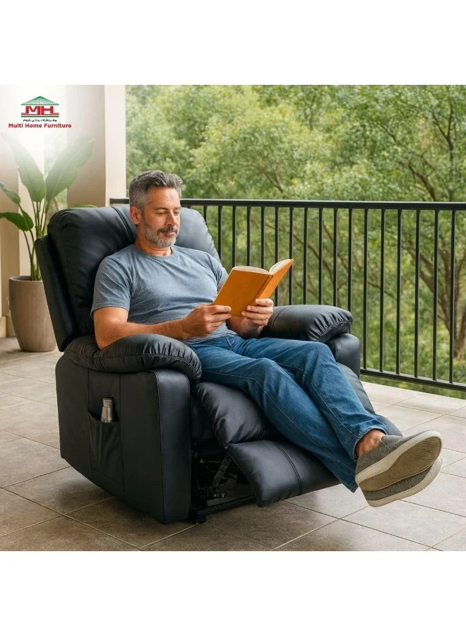 Premium Electric Recliner Chair with Massage and Heating Functions (Black, 1 Unit) g1zfs