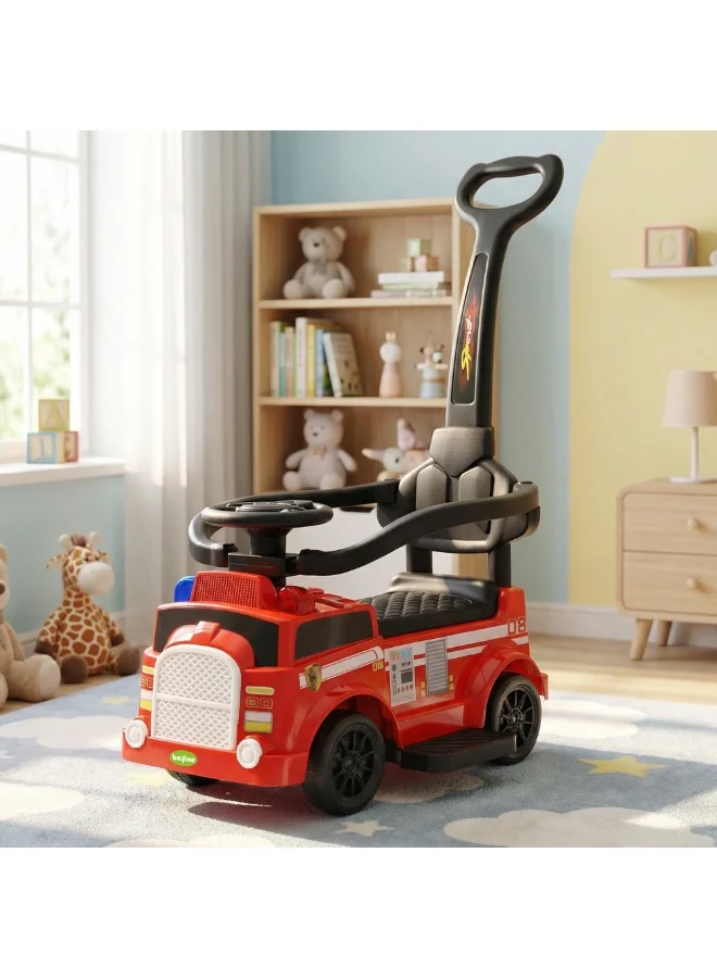 BAYBEE 2-in-1 Baby Ride-On Car with Push Handle, Music & Lights, Safety Bar (Red, 1-3 Years) w80rx