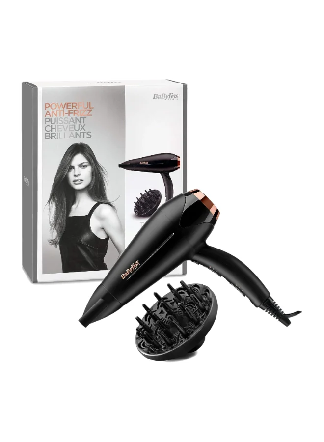 Professional Ionic Hair Dryer 2200W High-Speed Motor with Diffuser Attachment (Black, 2200W) kohw1