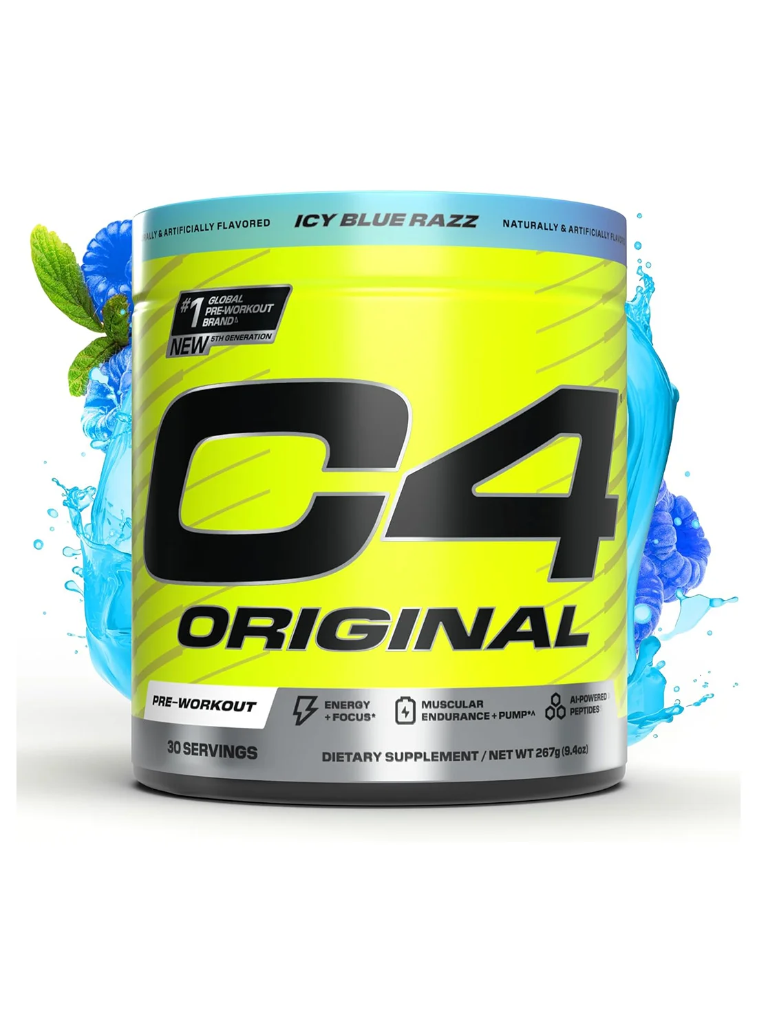 Cellucor C4 Original Pre Workout Powder Energy and Focus Supplement (Icy Blue Razz, 30 Servings) 69q8s