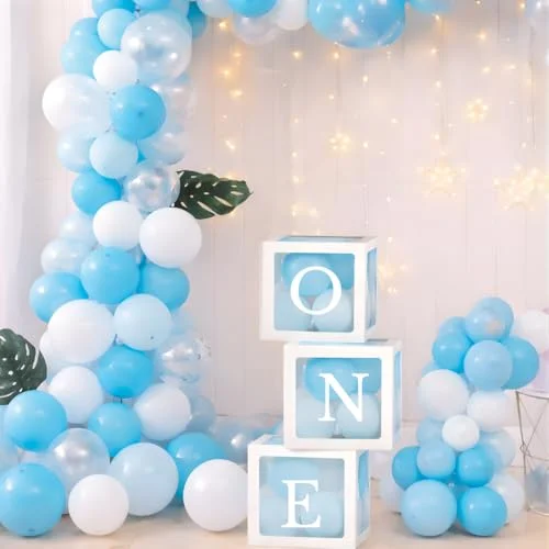 Festi Duck Balloon Box Set for First Birthday Celebration (Blue and White, 28 pcs) p7qaz