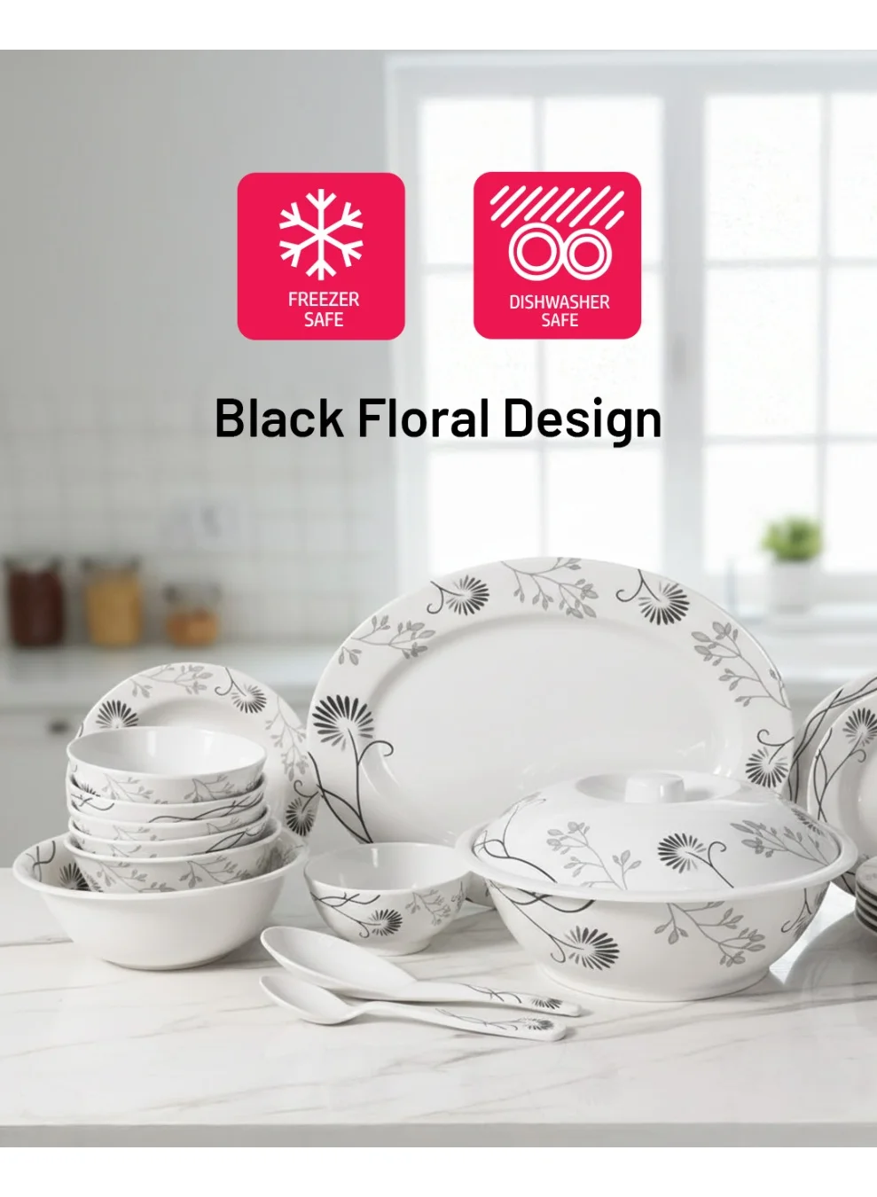 Delcasa 40 Piece Melamine Dinnerware Set Premium Dining Collection (Service for 8) p904p
