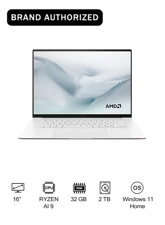 Premium 16-Inch Laptop, Ryzen AI 9 Processor, 32GB RAM, 2TB SSD, Windows 11 Home, Scandinavian White (16-Inch) 5u6k9
