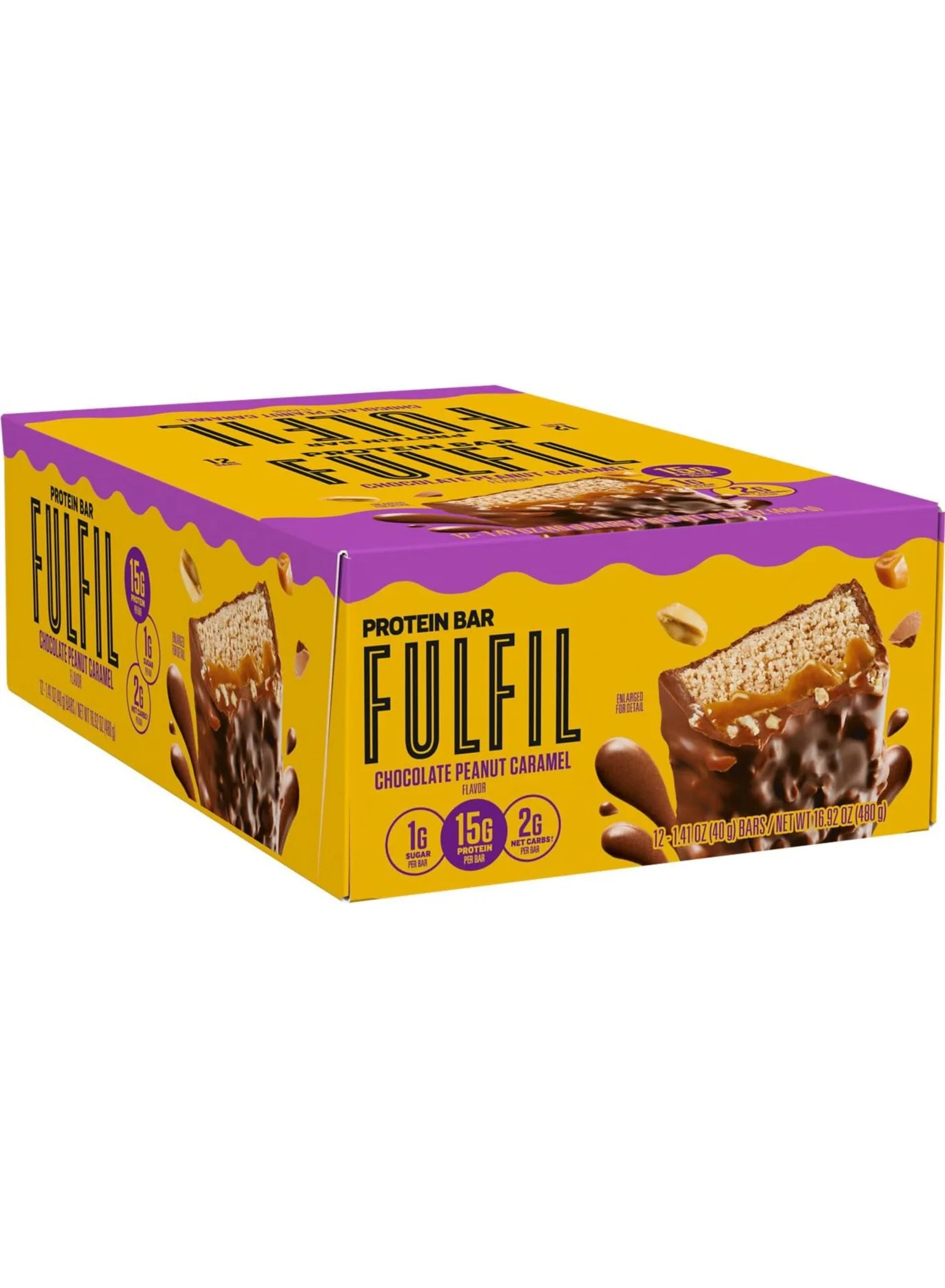 Fulfil Protein Bar Chocolate Peanut Caramel Premium High Protein Snack (12 Bars x 40g) 17a4p