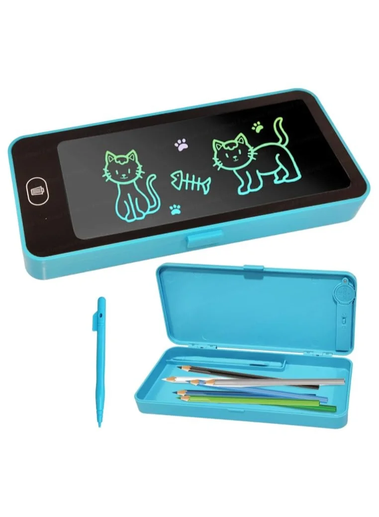 Premium LCD Drawing Pencil Box with 8.5 Inch Screen for Kids (Blue, 22 cm) cbnjc