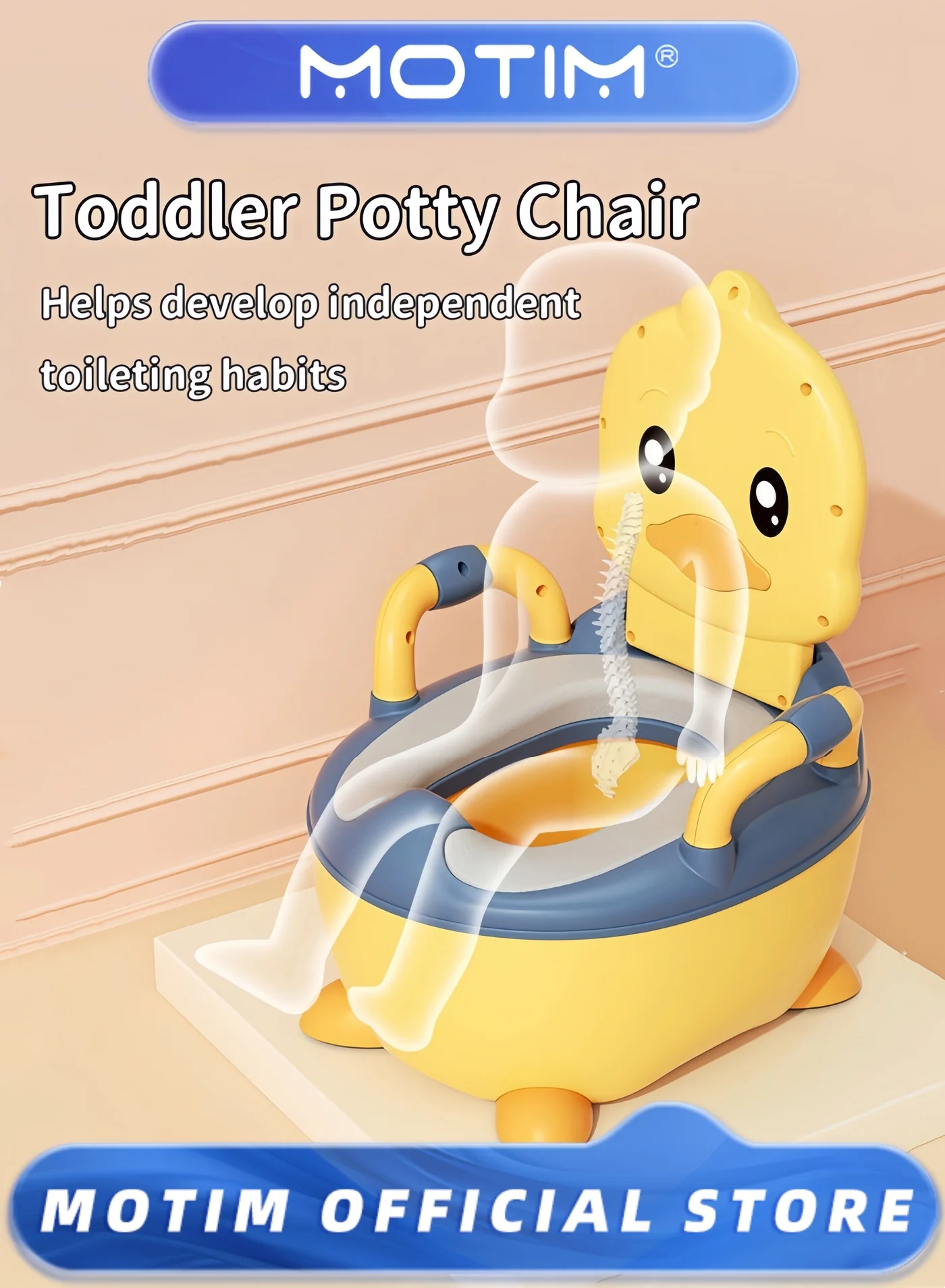 Motim Toddler Potty Training Toilet Chair with Lid and Soft Seat (Unisex, 100-Piece Liner Set) jz27u