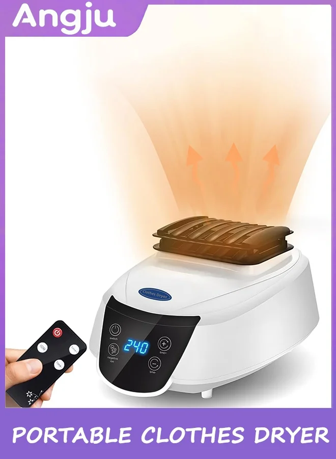Angju Portable Electric Clothes Dryer 2300W with Remote Control and Negative Ion Technology (White, 1 Unit) q4ydj