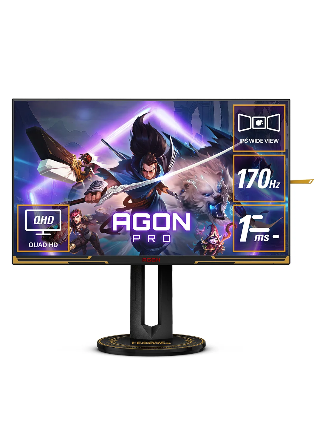 AOC 27-inch QHD Gaming Monitor, 170Hz Refresh Rate, 1ms Response Time, IPS Panel, HDR 400, RGB Lighting (Black & Gold, 27 inch) pr2ht