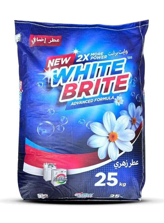 White Brite Laundry Detergent Powder Premium Stain Removal Formula for All Fabric Types (Floral Scent, 25kg) 2a60t