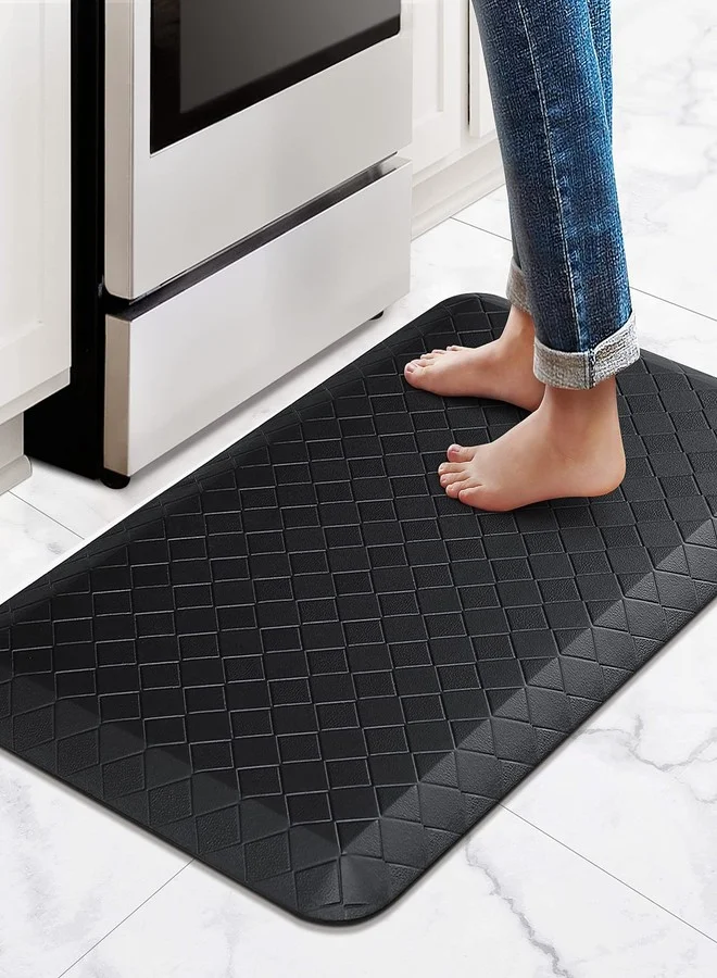 HappyTrends Anti-Fatigue Kitchen Floor Mat Premium Ergonomic Comfort Rug Waterproof Non-Slip (Black, 44 cm x 71 cm) tx7de