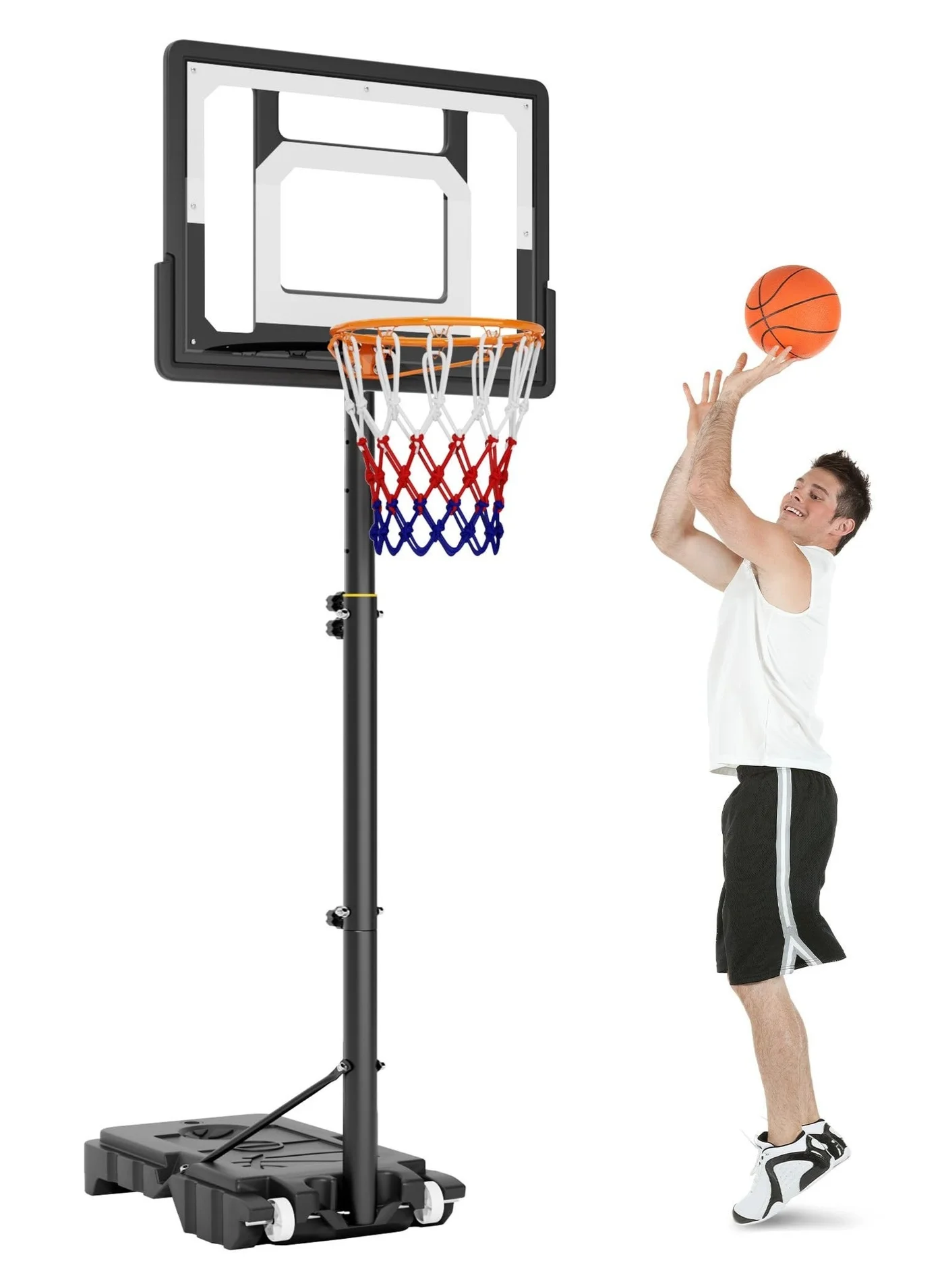 WALALLA Portable Basketball Hoop System Height Adjustable Goal with Fillable Base for Outdoor Backyard and Indoor Play (160-210cm) t0co3