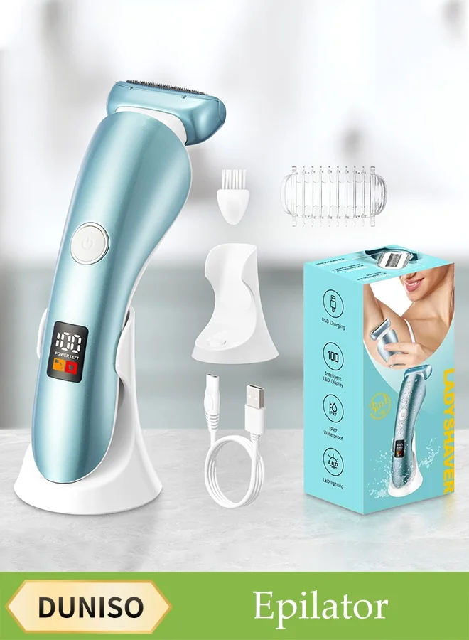 DUNISO Electric Razor for Women 2-in-1 Cordless Hair Removal Device (Waterproof, Rechargeable, For Face and Body) 7gf64