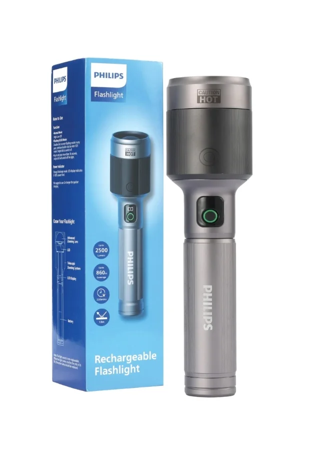 Professional Rechargeable LED Flashlight Torch High-Intensity Aircraft Aluminum Alloy Body (Grey, 9000mAh) anfo5