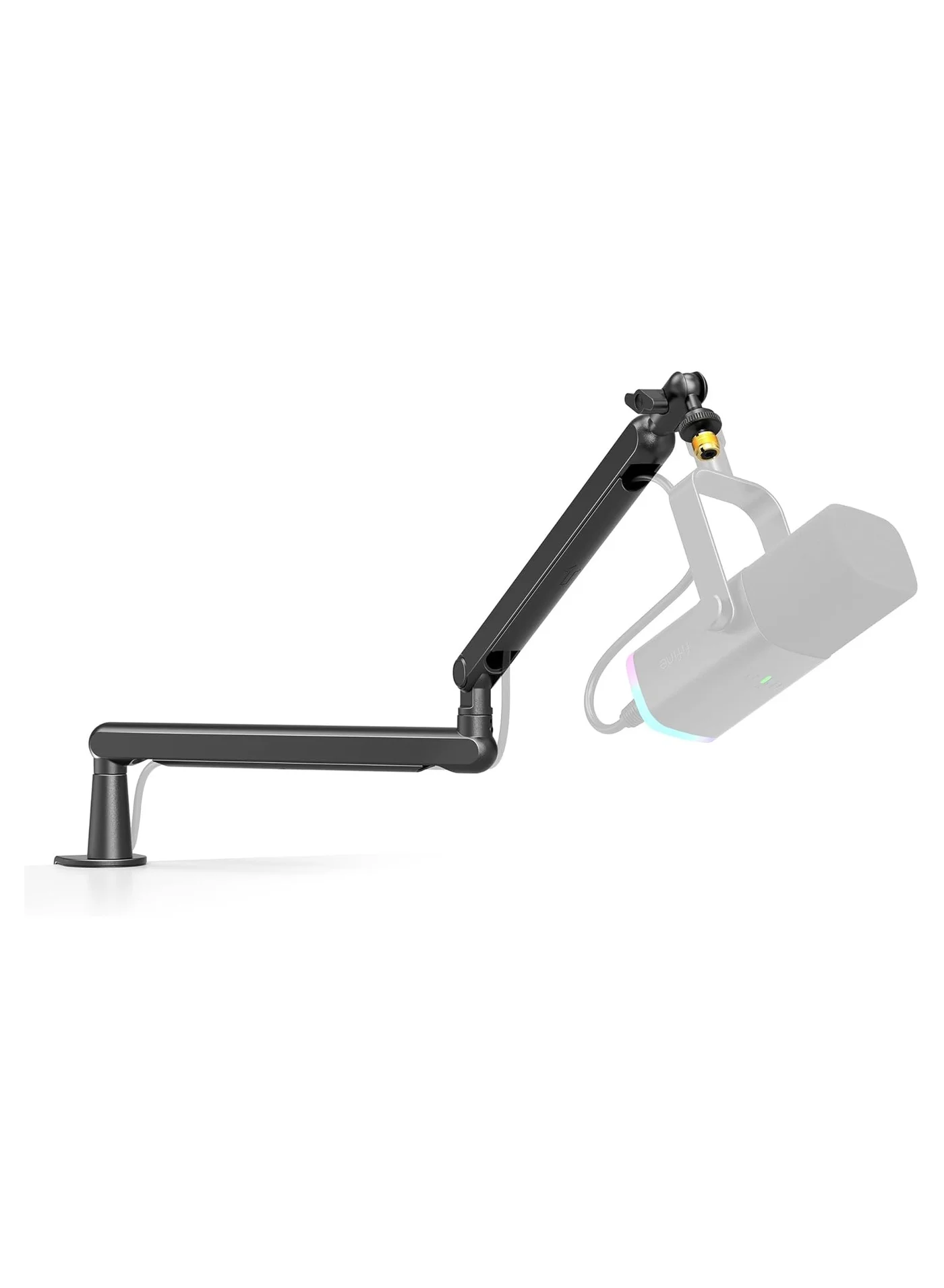 Premium Low Profile Microphone Boom Arm Adjustable Desk Mount Stand for Podcast Streaming and Gaming Studio (Black, 1 Pack) gn2yb