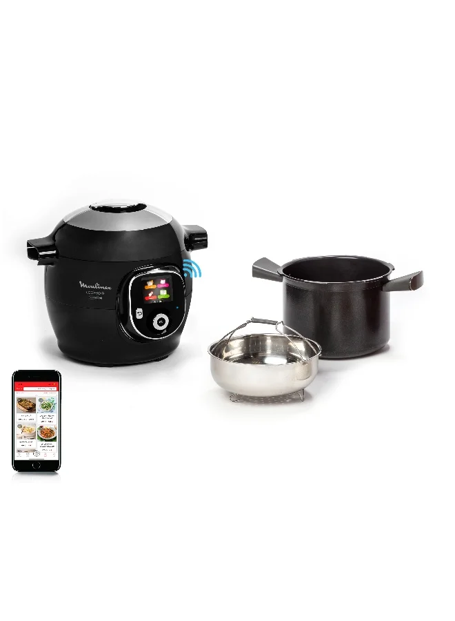 Smart Electric Multicooker with Bluetooth Connectivity and 100 Built-in Recipes (Black, 6 L) xp6ja