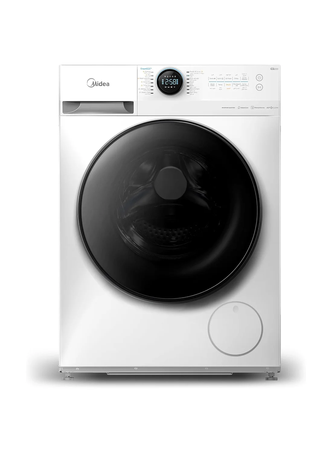 Midea Smart Washer Dryer Combo Front Load 8kg Wash 6kg Dry 1400 RPM Inverter Motor (White, 8kg/6kg) vr7tn