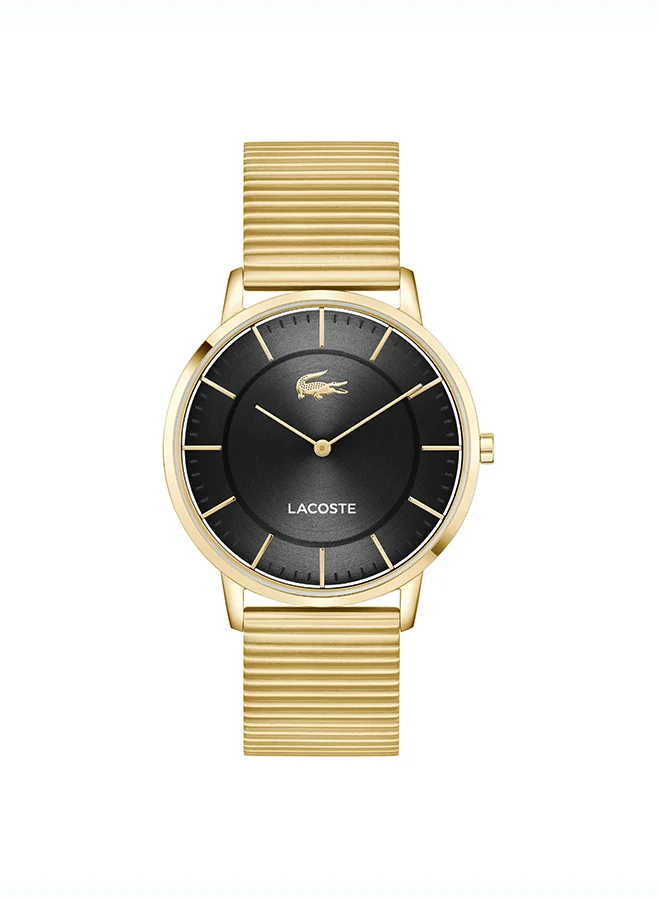 Premium Analog Quartz Men's Watch with Black Dial and Gold-Tone Stainless Steel Bracelet (One Size) izqic