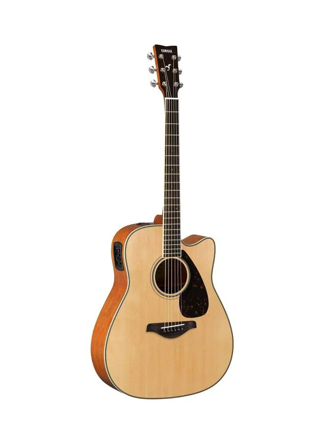 Premium Acoustic Guitar Dreadnought Cutaway 6-String Wooden Instrument (Natural, Full Size) n56j4