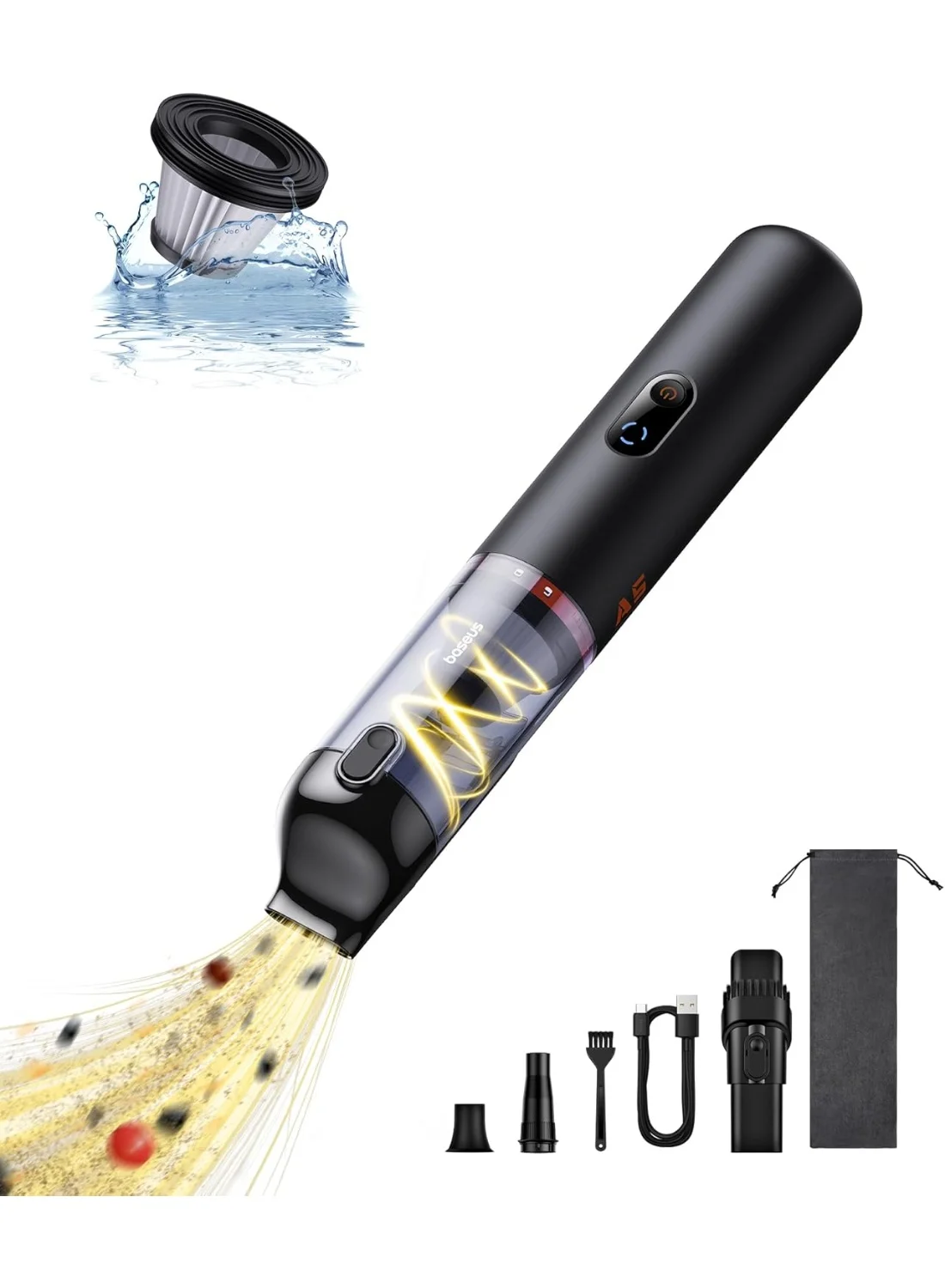 Portable Cordless Handheld Vacuum Cleaner 16000Pa High Power Dust Catcher for Car and Home (Black) 3xn2z