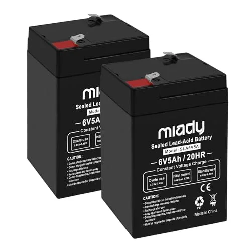 Premium 6V 5Ah Rechargeable Sealed Lead Acid Battery (2 Pack) for UPS and Emergency Lighting jctpu