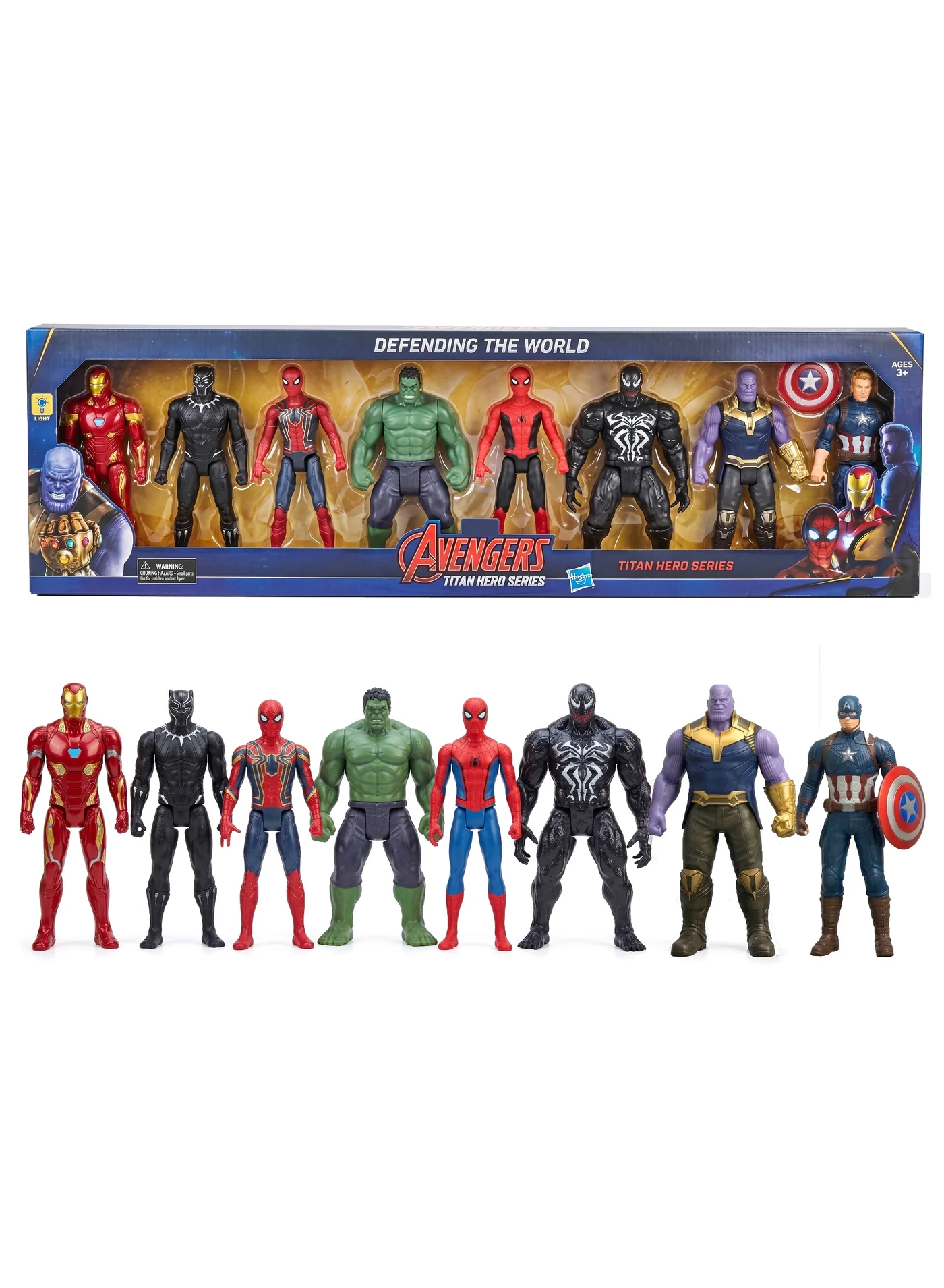 Premium Superhero Action Figure Set 8-Piece Articulated Hero Toys with LED Light-Up Feature (17cm, 8-Pack) 4pa6z