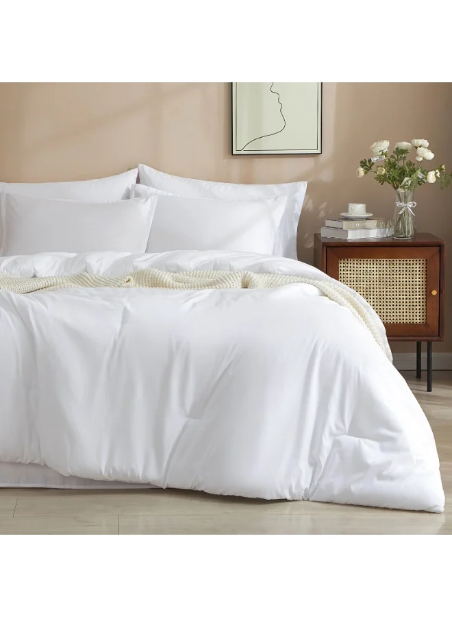 PHF 7-Piece King Bed-in-a-Bag Comforter Set, Ultra Soft Lightweight Bedding with Deep Pocket Fitted Sheet (White, King Size) gqzi5