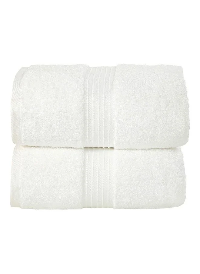 Bliss Casa 2-Piece Bath Sheet Set, Premium Combed Cotton 550 GSM Highly Absorbent Hotel Quality Towels for Bathroom and Spa (White, 90x180 cm) plnuf