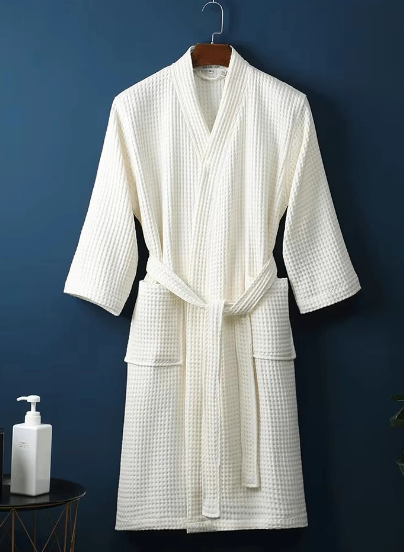 MAXQON Premium Waffle Bathrobe Cotton Highly Absorbent Lightweight Spa Robe for Men & Women (White, Adult One Size) yukyl