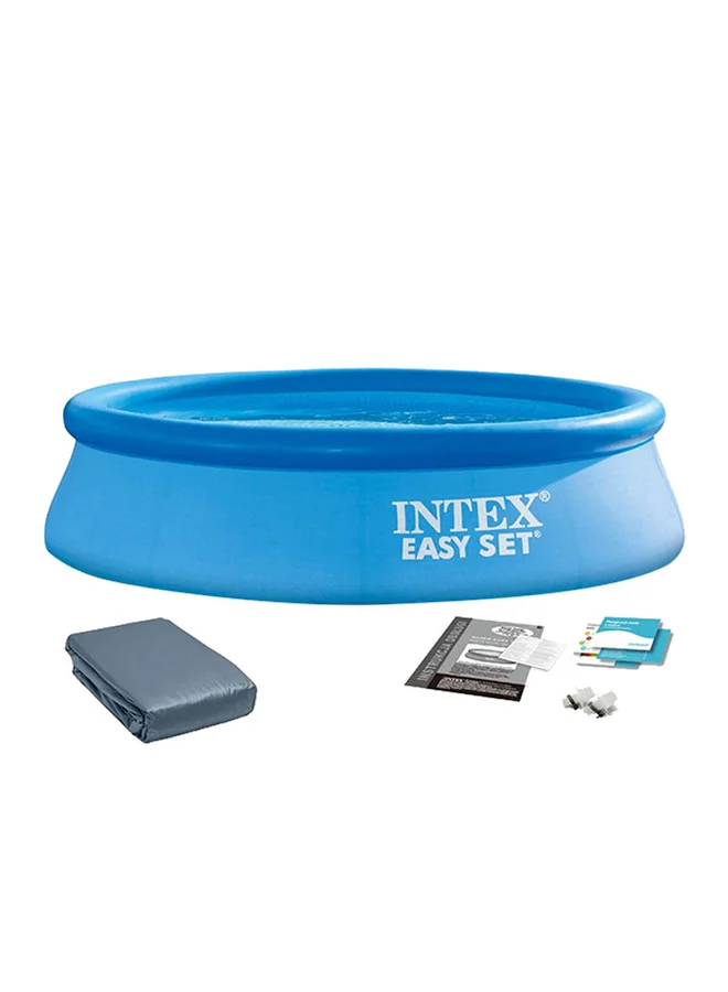 Premium Inflatable Above Ground Family Swimming Pool Puncture Resistant Vinyl Circular Outdoor Pool (Blue, 244 cm x 61 cm) 247jh