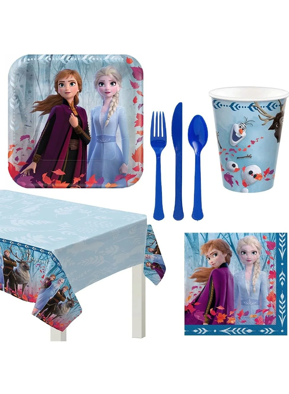 Amscan Themed Party Tableware Set for 8 Guests, Complete Dining Supplies with Plates, Cups, Napkins, and Tablecover (57 Piece) yqzlf